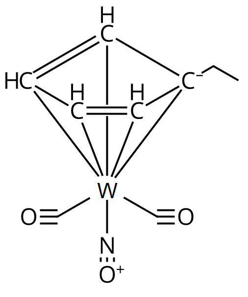 (n5-ethylcyclopentadienyl)dicarbonylnitrosyl tungsten Chemical Structure